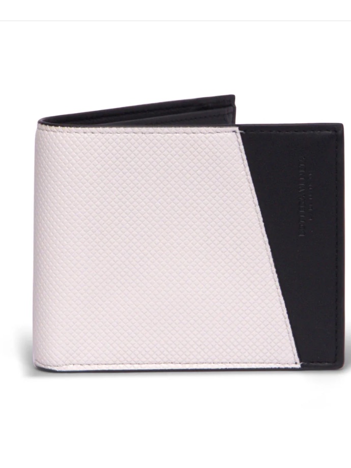 Bottega Veneta Two-Tone Bifold Wallet In White And Black